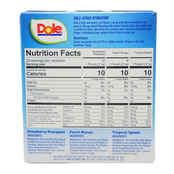 Dole Variety Pack, Powdered Drink Mix, 30 Count Packets, 3 Flavors