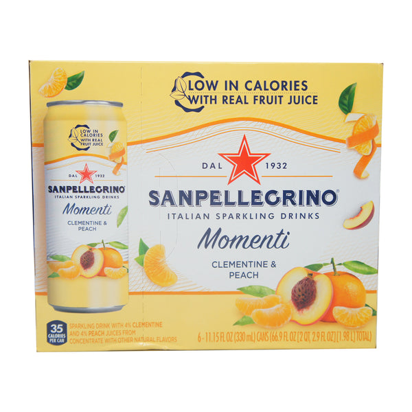  Sanpellegrino, Italian Sparkling Drinks, Momenti Clementine  & Peach, 11.5 oz (6 cans)