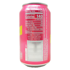 Schweppes Cranberry Raspberry Ginger Ale - Caffeine Free Soda Winter Edition, 12 FL OZ Nutritional 
Facts
