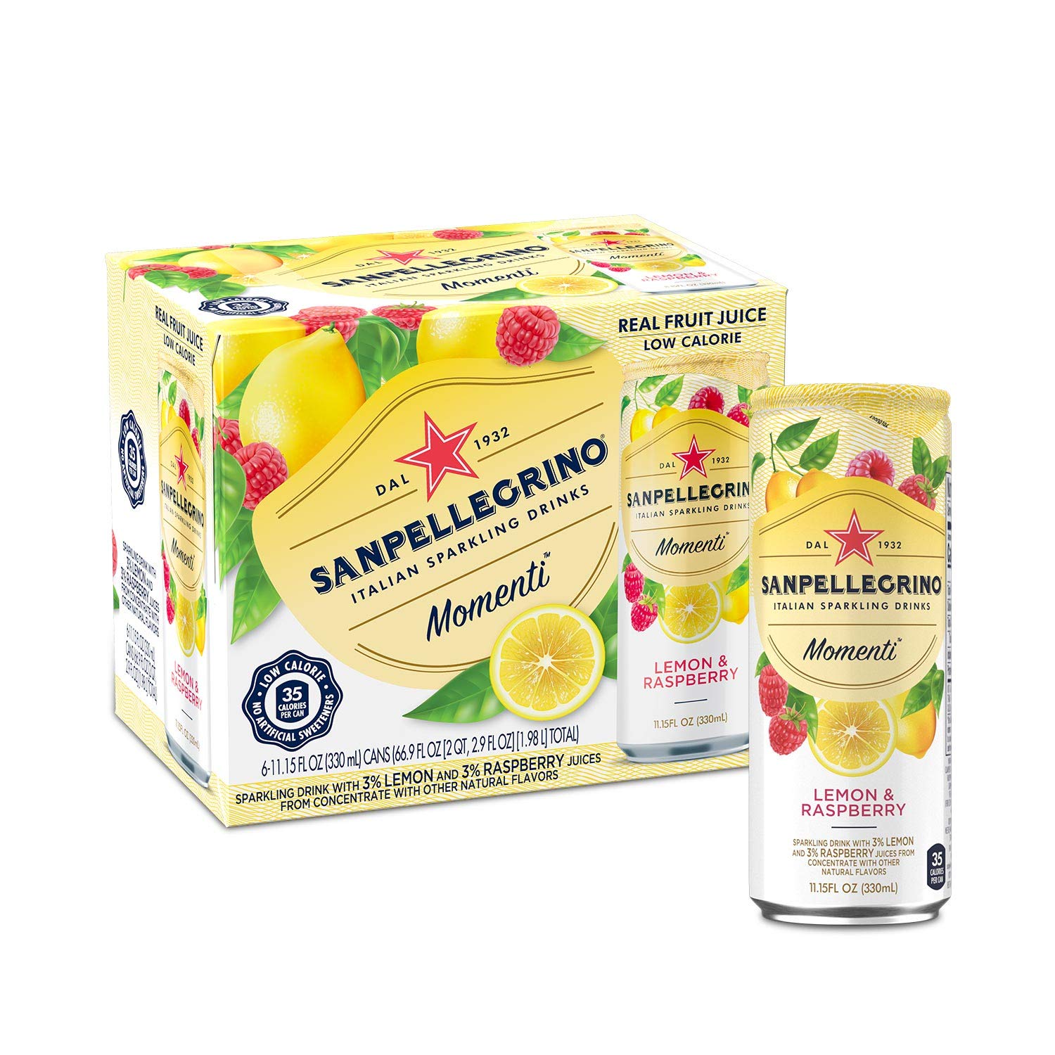 Sanpellegrino Momenti Lemon & Red Raspberry 11.15 fl oz. Cans (6 Count)